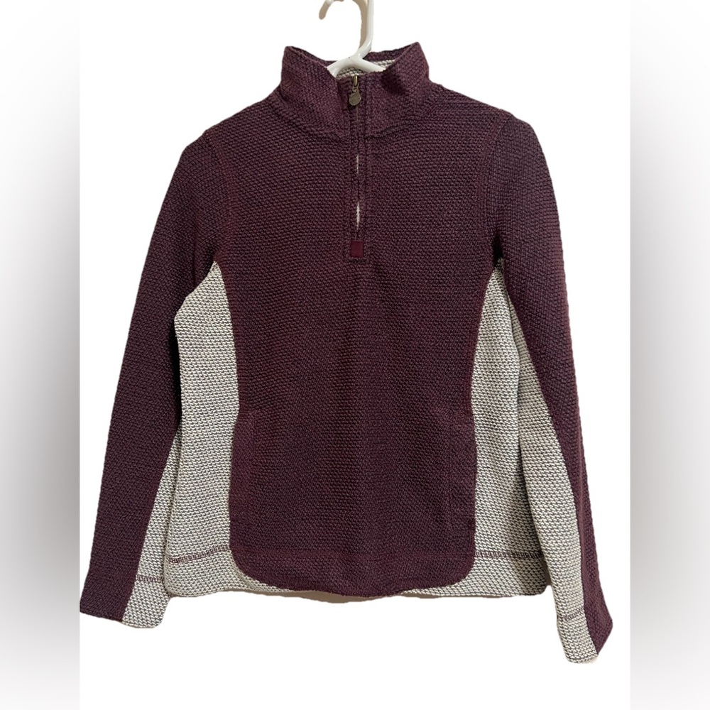 Weird Fish Macaroni Sweater Women’s UK 10/ US 6 Burgundy/cream 1/4 Zip Pullover